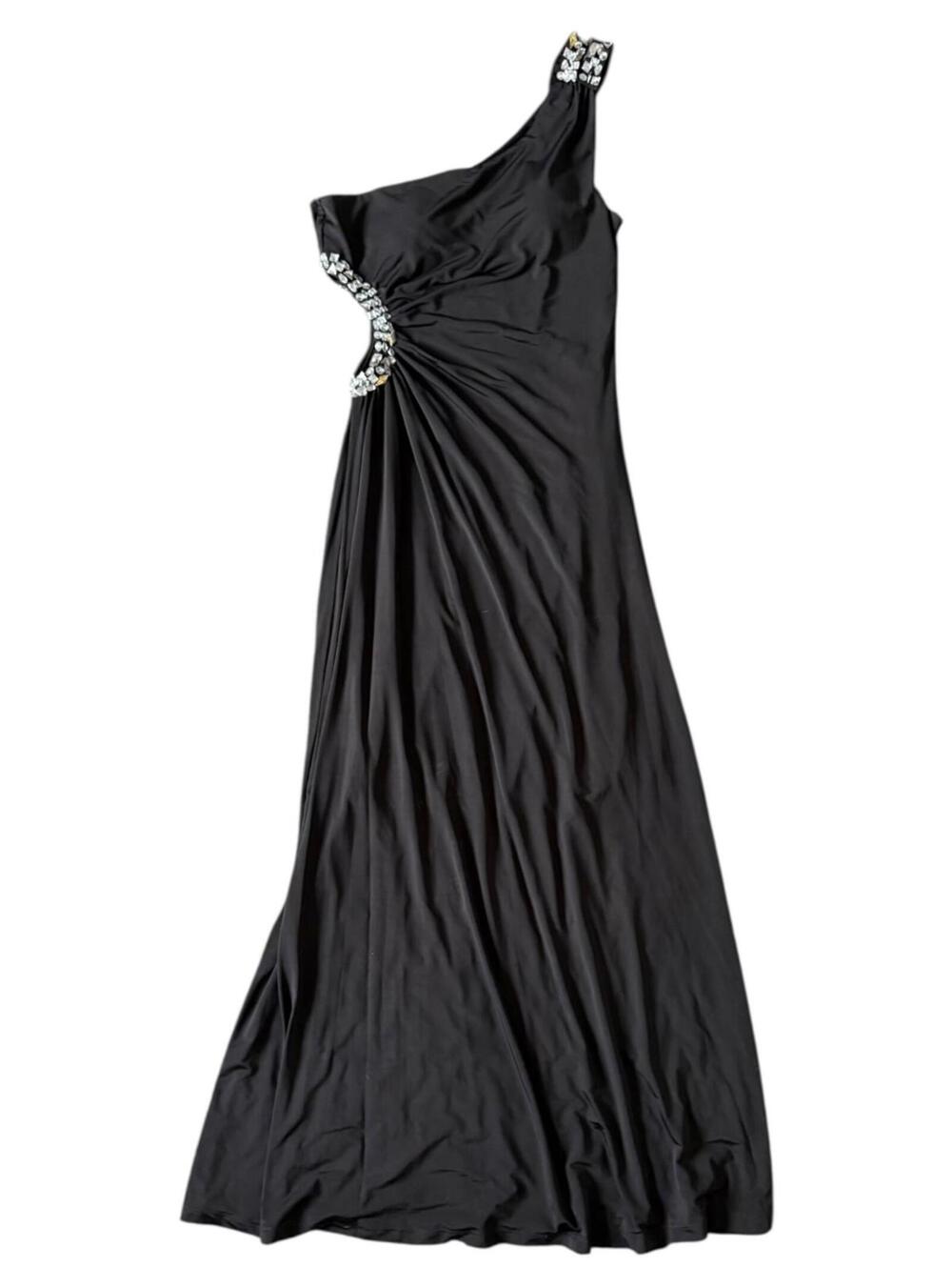 Windsor One-Shoulder Rhinestone Cutout Gown L